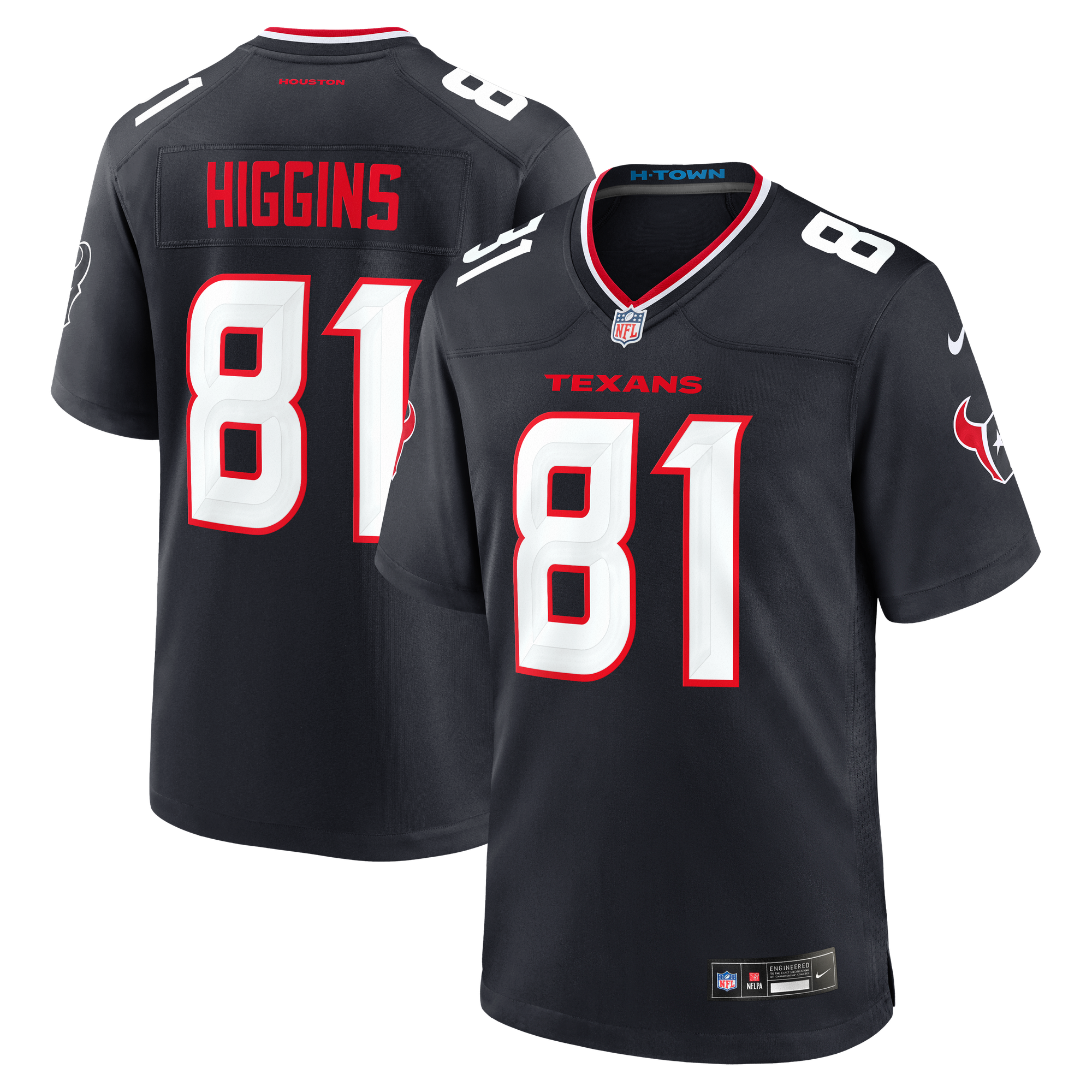 Men's Nike Jayden Higgins Navy Houston Texans Game Jersey