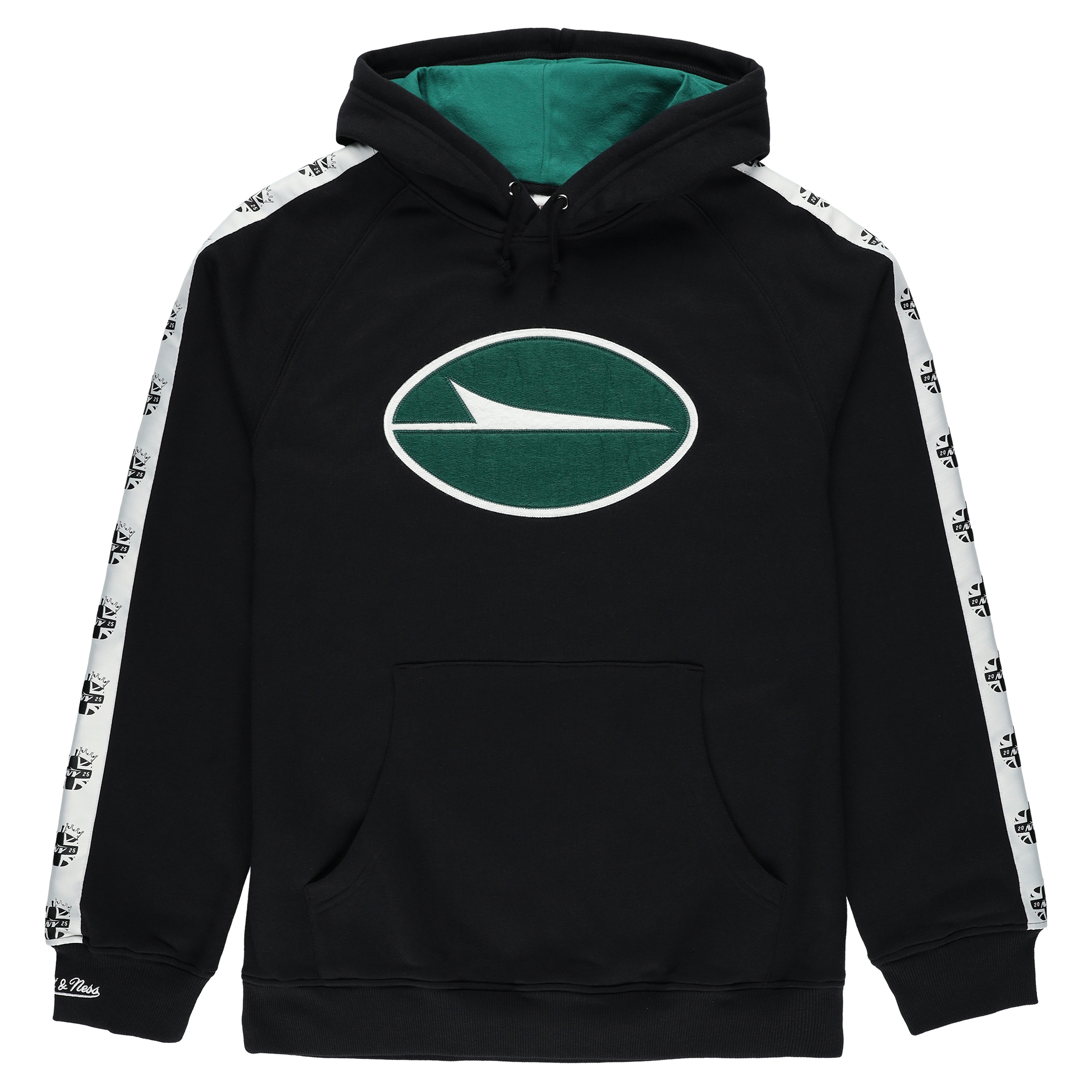 Men's Mitchell & Ness Black New York Jets In London Big Logo Raglan Hoodie