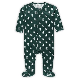Newborn & Infant ZooZatz Green Michigan State Spartans Magnetic Closure Sleeper