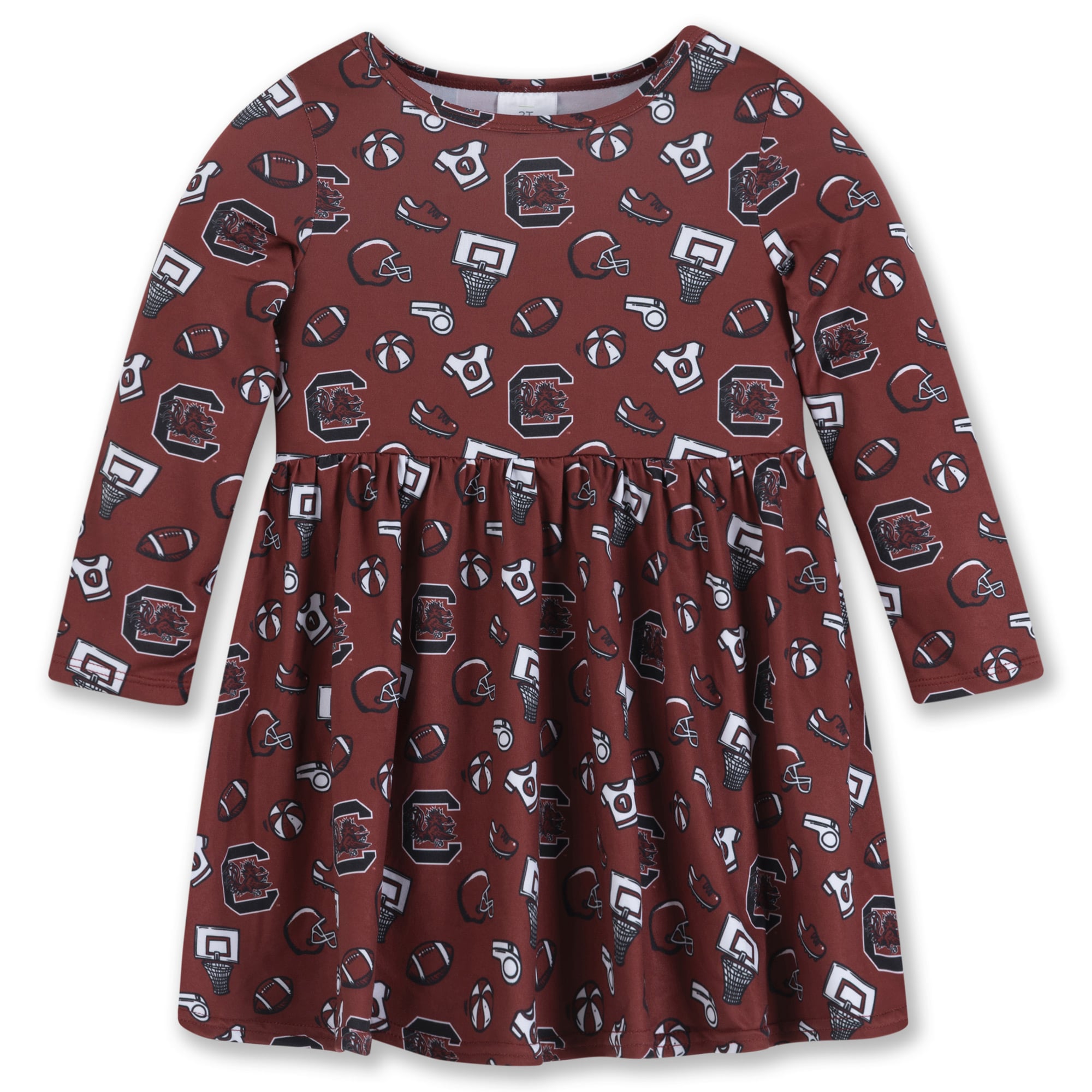 Girls Toddler ZooZatz Garnet South Carolina Gamecocks All-Over Print Football Dress