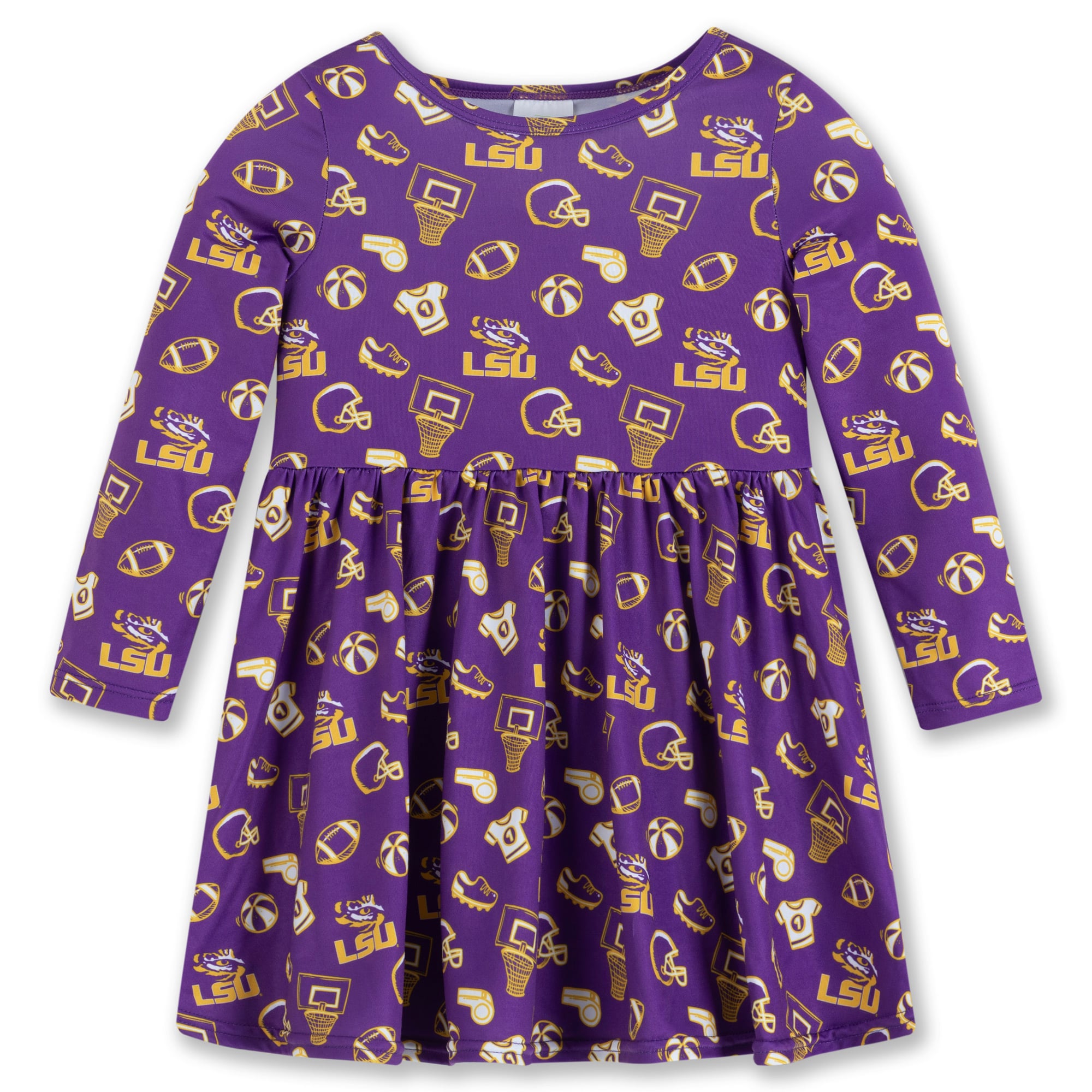 Girls Toddler ZooZatz Purple LSU Tigers All-Over Print Football Dress