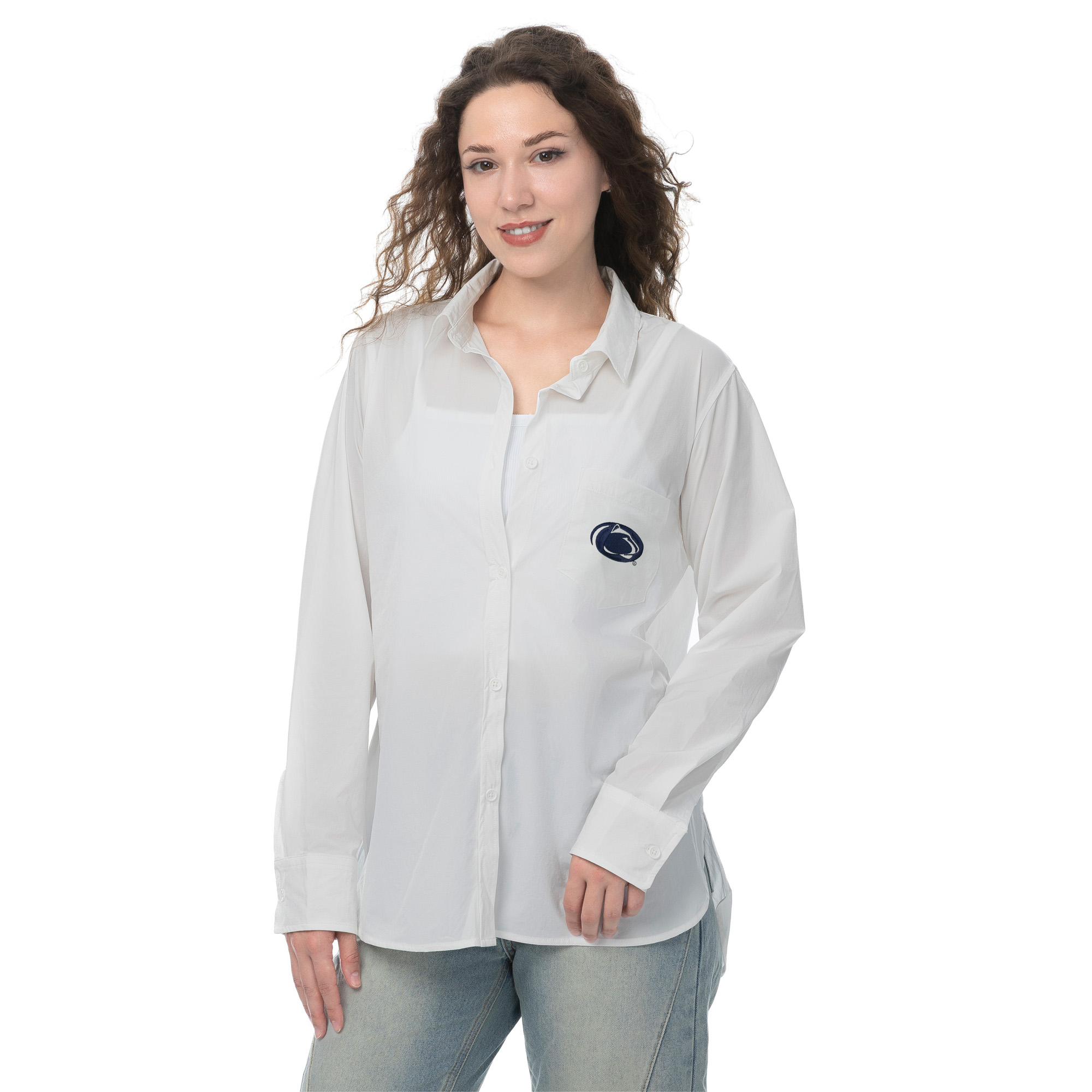 Women’s ZooZatz White Penn State Nittany Lions Stretch Woven Button-Up Shirt Women’s ZooZatz White Penn State Nittany Lions Stretch Woven Button-Up Shirt
