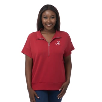 Women's ZooZatz Crimson Alabama Crimson Tide Tri-Blend Quarter-Zip Flowy Top