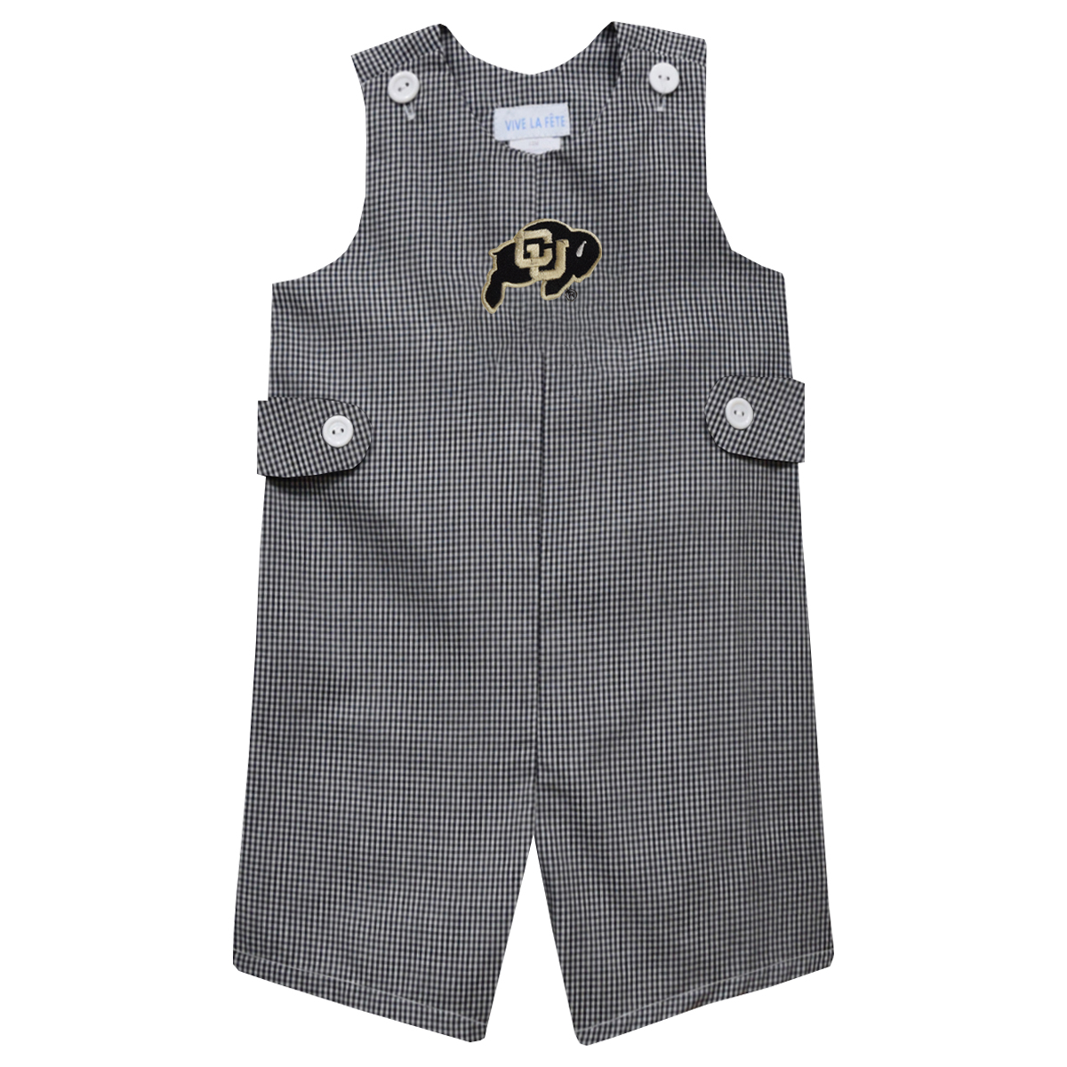 Infant Vive La Fete Black Colorado Buffaloes Gingham Jon Jon Romper Infant Vive La Fete Black Colorado Buffaloes Gingham Jon Jon Romper