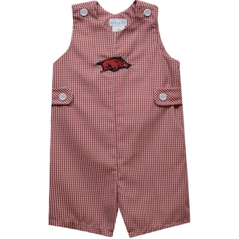 Toddler Vive La Fete Cardinal Arkansas Razorbacks Gingham Jon Jon Romper