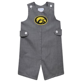 Toddler Vive La Fete Black Iowa Hawkeyes Gingham Jon Jon Romper