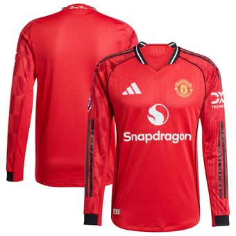 Men's adidas  Red Manchester United Home 2025/26 Authentic Player Long Sleeve Jersey