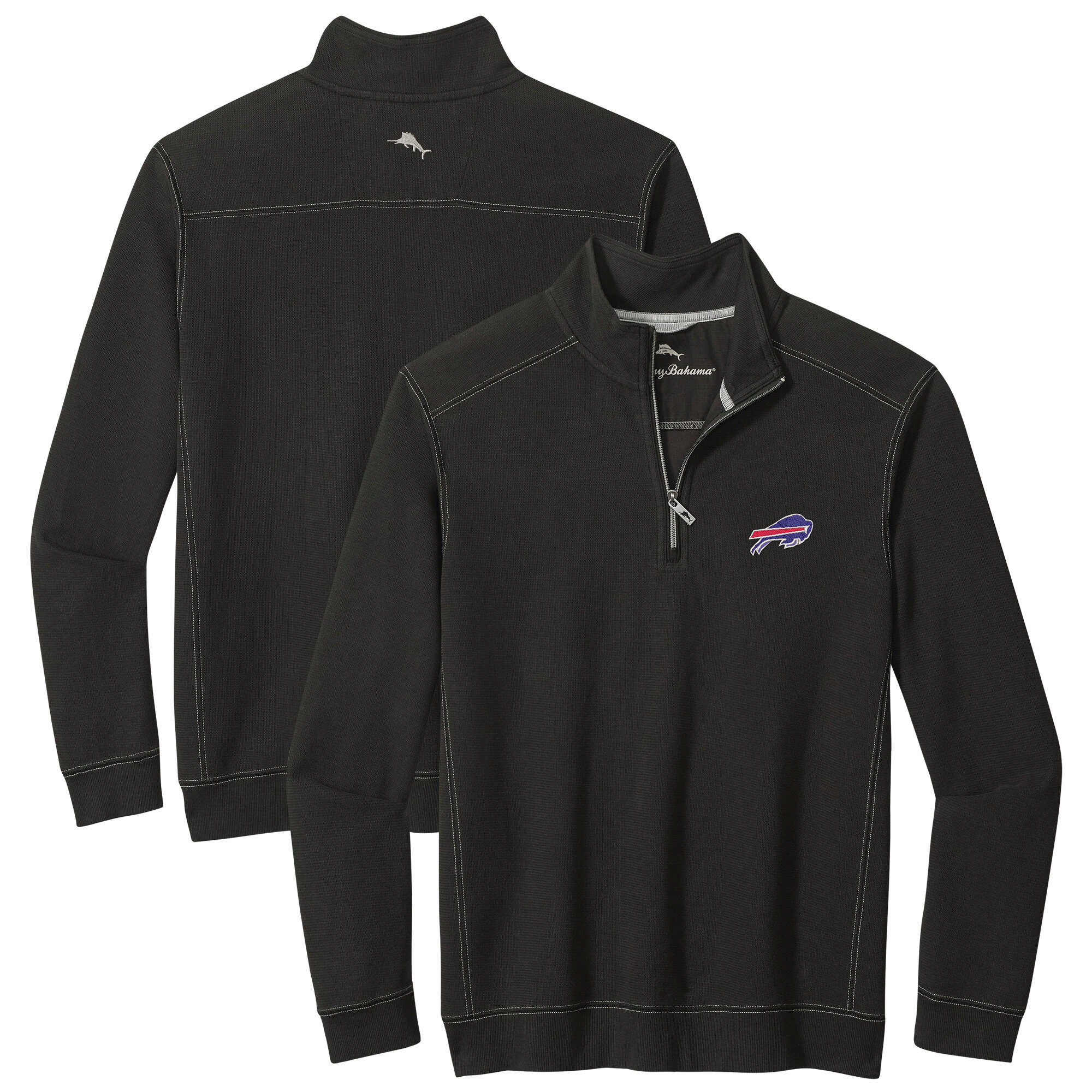 Men's Tommy Bahama Black Buffalo Bills Big & Tall Montego Bay Half-Zip Pullover