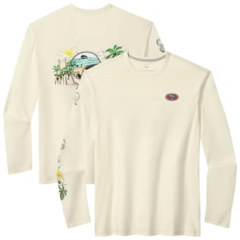 Men's Tommy Bahama Cream San Francisco 49ers Oasis Endzone Lux Long Sleeve T-Shirt