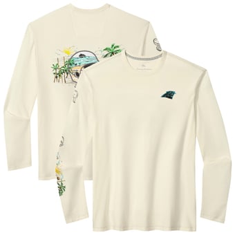 Men's Tommy Bahama Cream Carolina Panthers Oasis Endzone Lux Long Sleeve T-Shirt