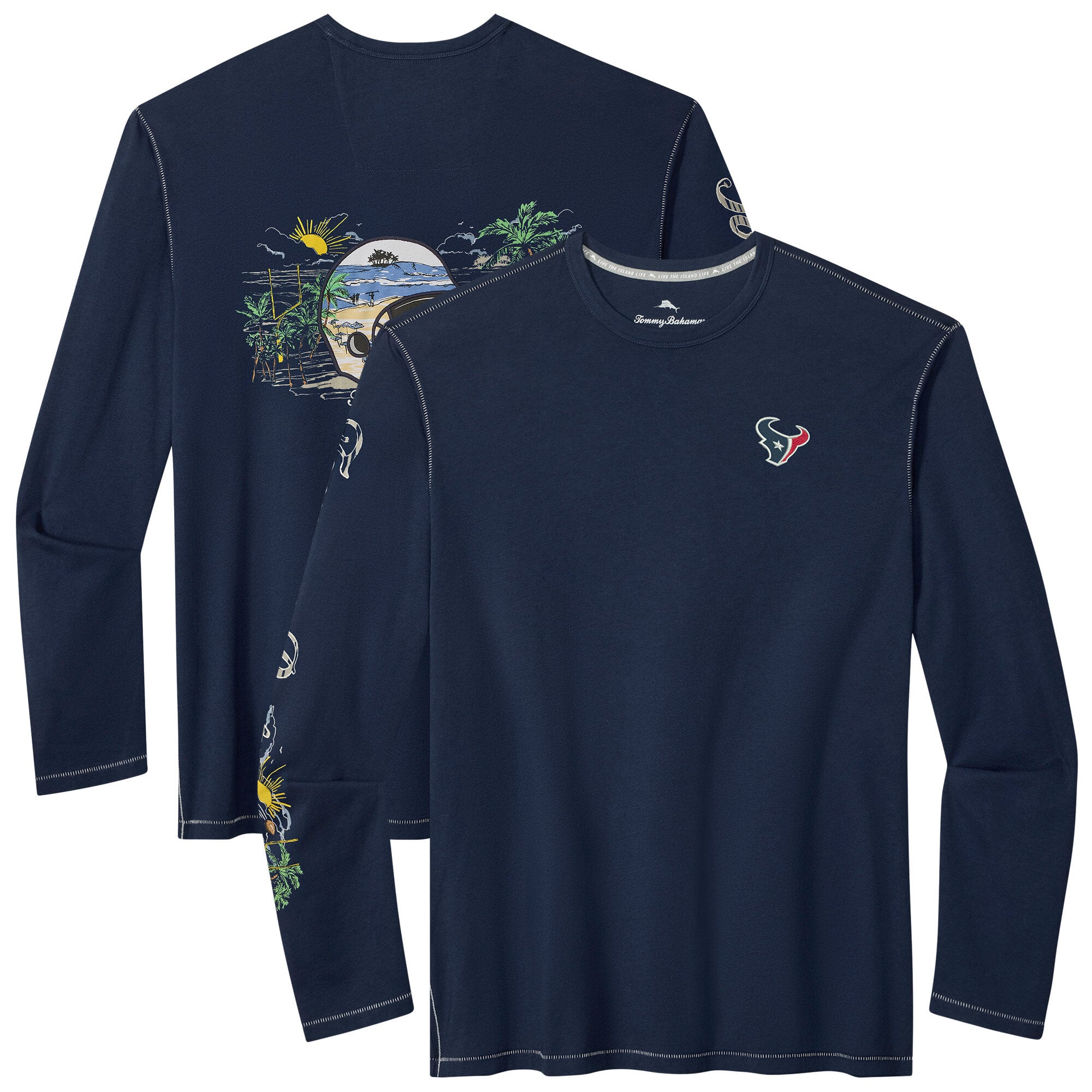 Men’s Tommy Bahama Navy Houston Texans Oasis Endzone Lux Long Sleeve T-Shirt Men’s Tommy Bahama Navy Houston Texans Oasis Endzone Lux Long Sleeve T-Shirt