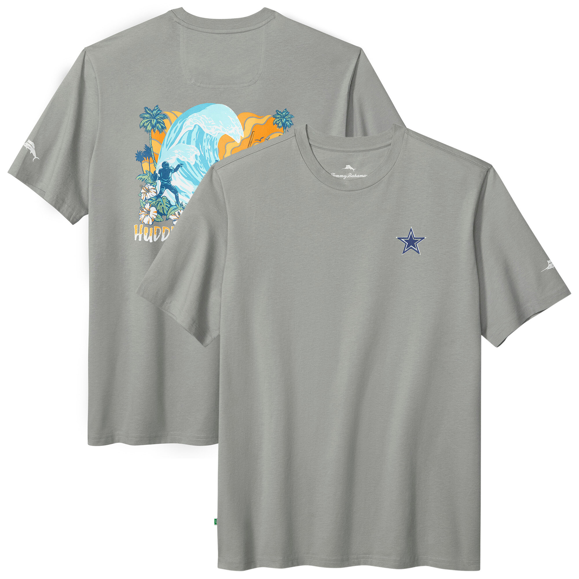 Men's Tommy Bahama Gray Dallas Cowboys Huddle & Hang Tens T-Shirt
