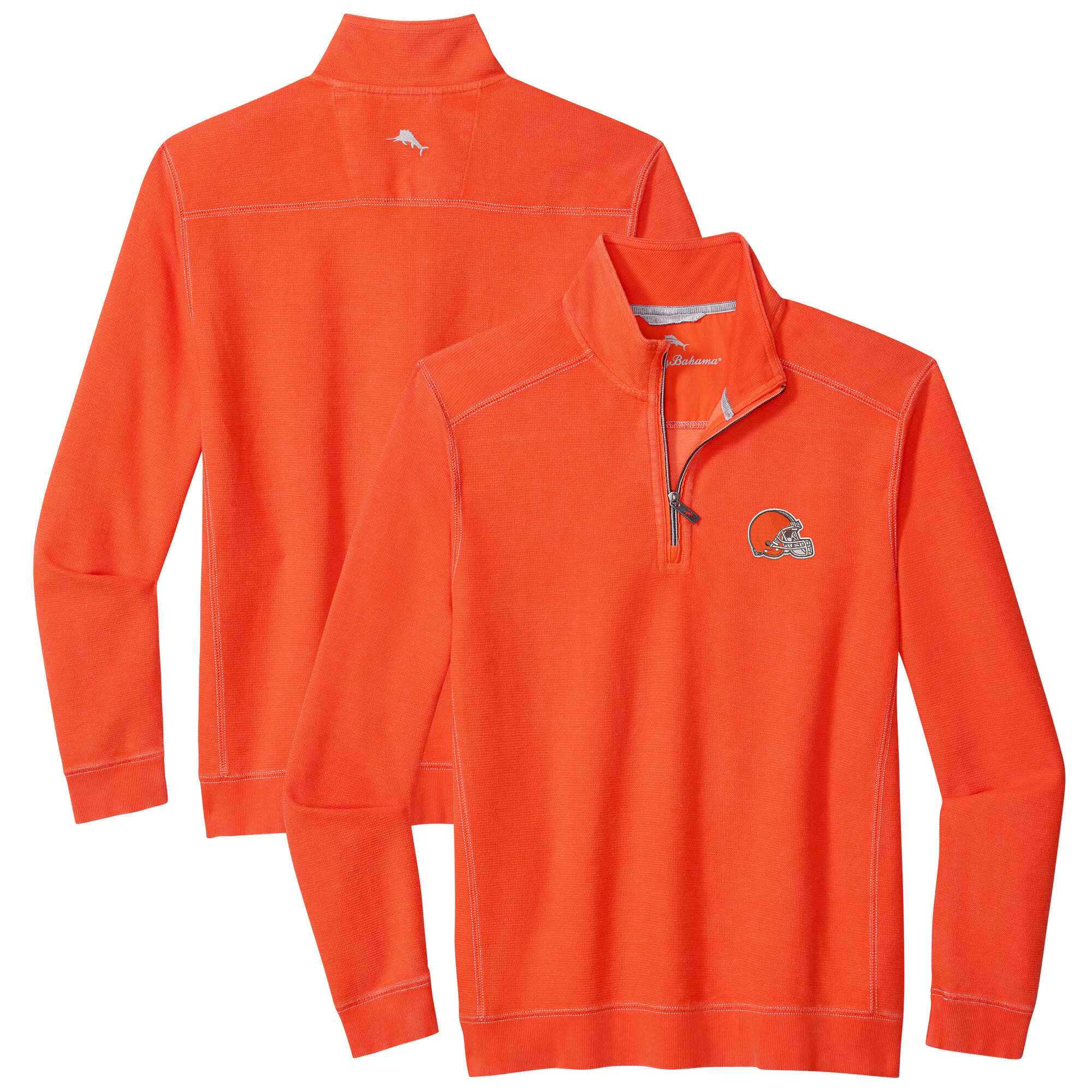 Men's Tommy Bahama Orange Cleveland Browns Sport Tobago Half-Zip Pullover