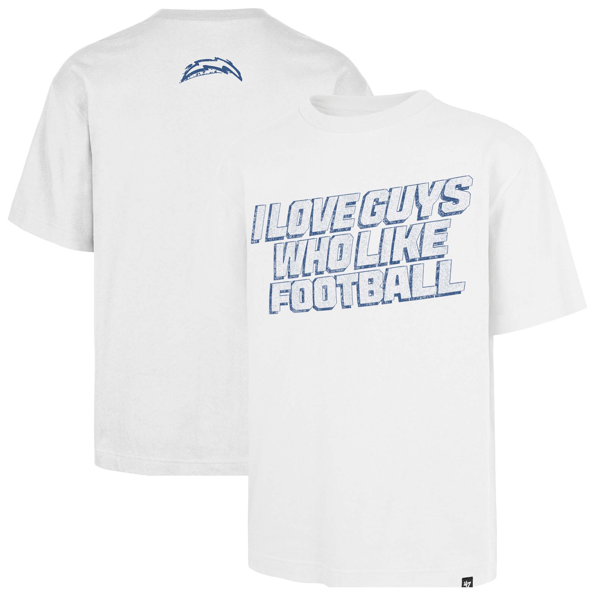 '47 Brand Men's and Women's White Los Angeles Chargers I Love Guys Who Like Football Foundation T-Shirt - White