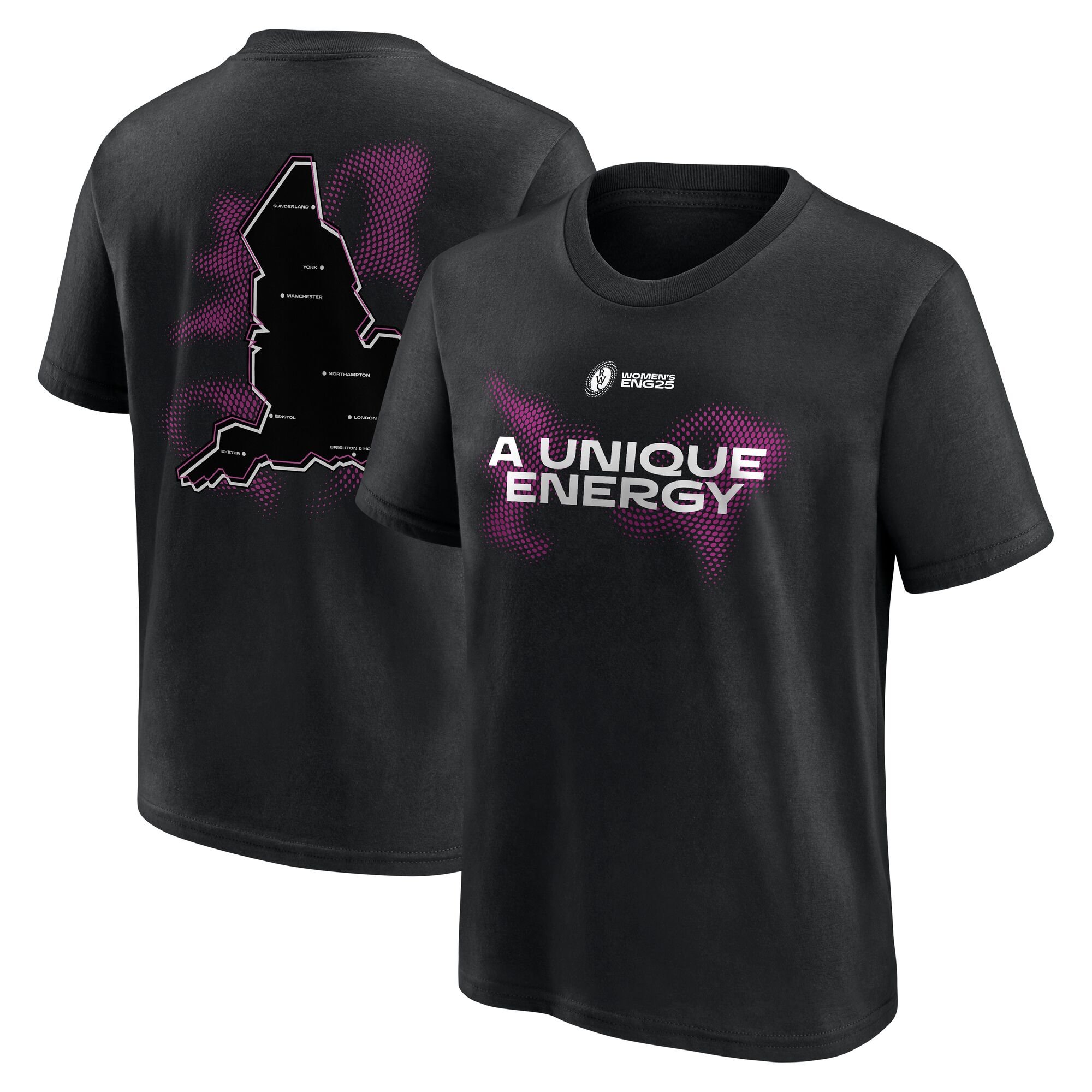 T-shirt grafica da donna per tifosi della Coppa del Mondo di Rugby ENG25 - Nera - Junior