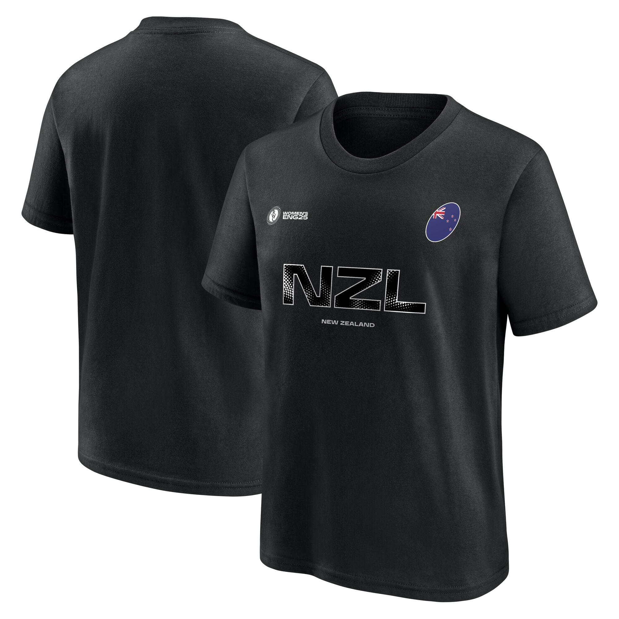 T-shirt grafica da donna per tifosi della Coppa del Mondo di Rugby 2025 - Nuova Zelanda - Junior