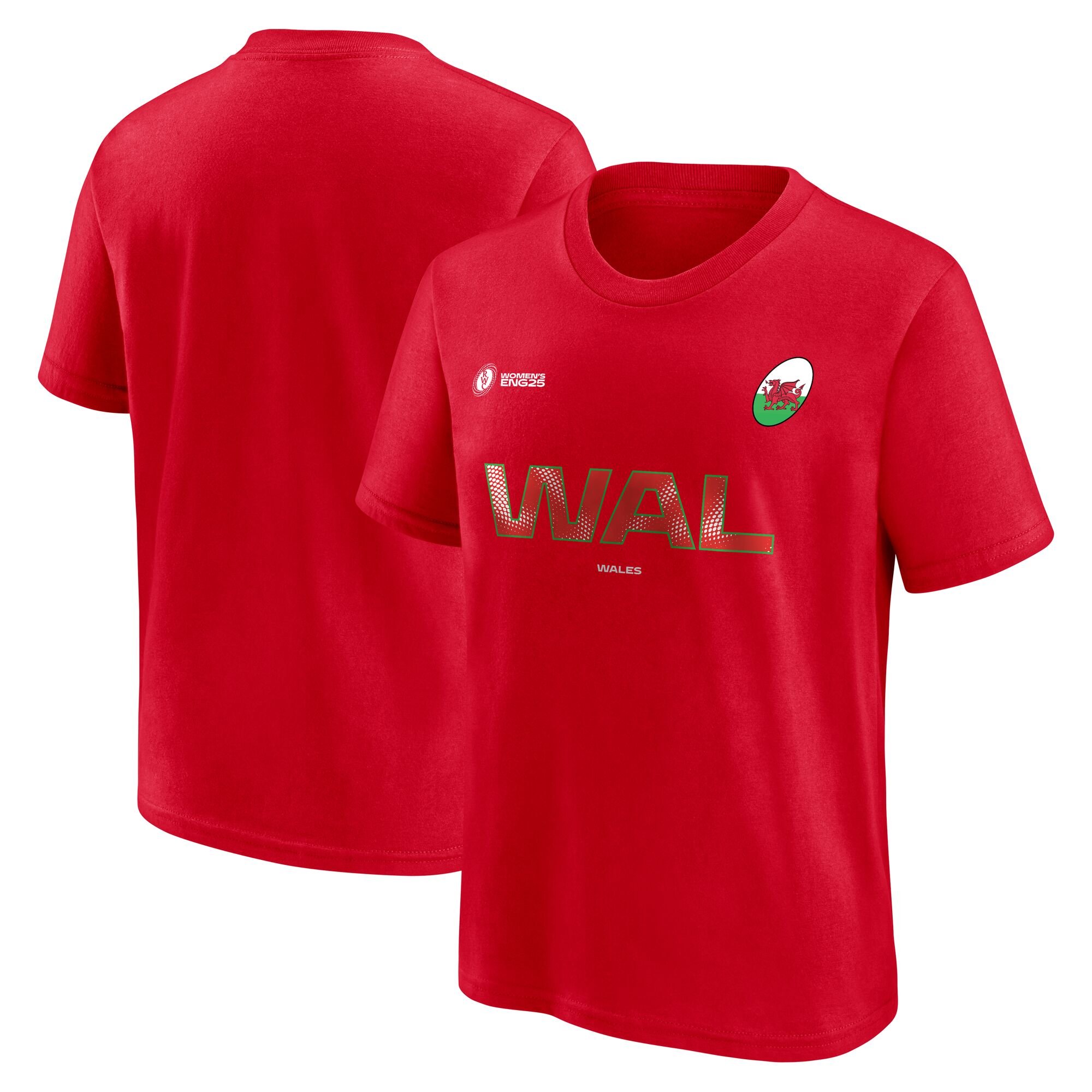 T-shirt grafica da tifoso per la Coppa del Mondo di Rugby 2025 da donna - Galles - Junior