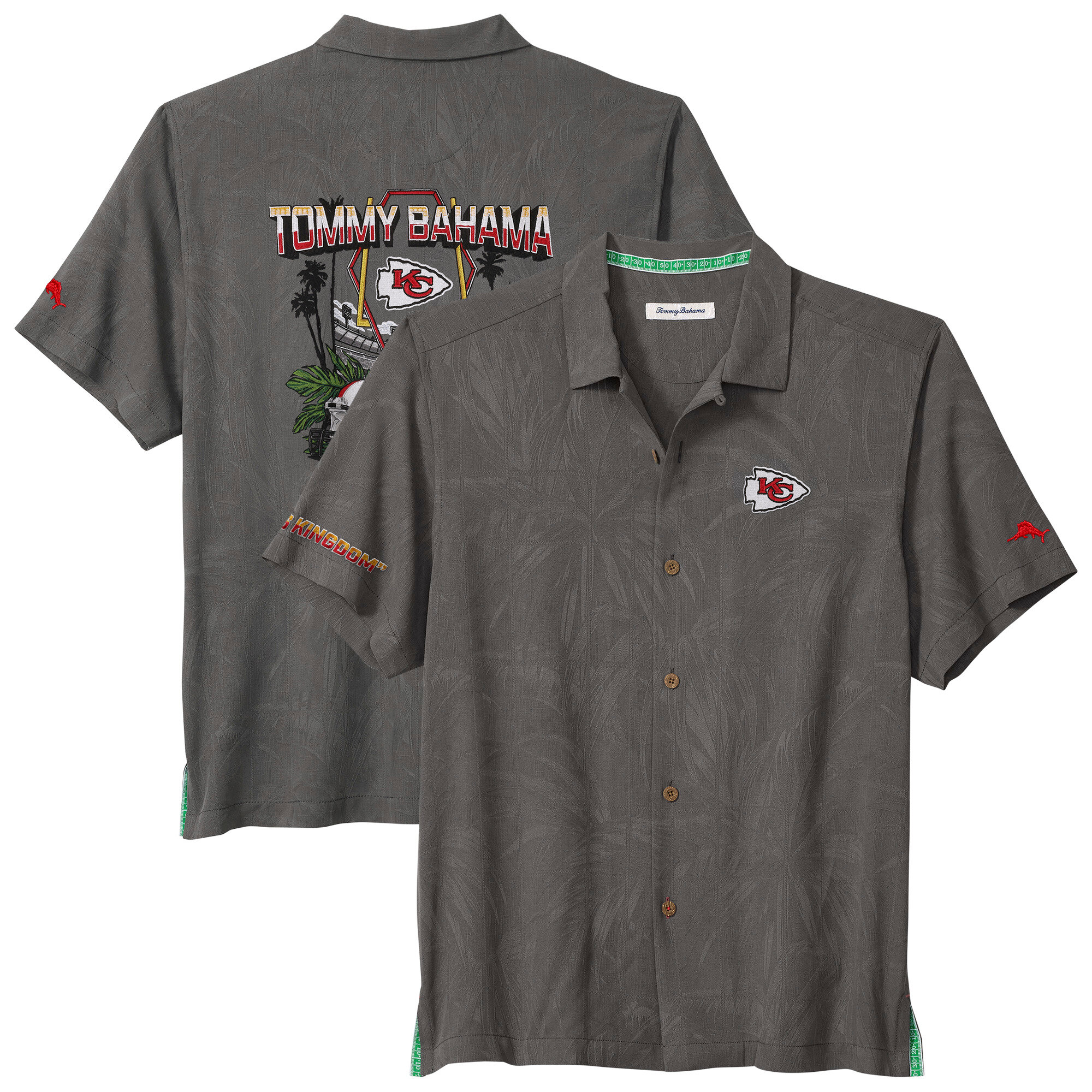 Men's Tommy Bahama Gray Kansas City Chiefs Endzone Paradise IslandZone Button-Up Shirt