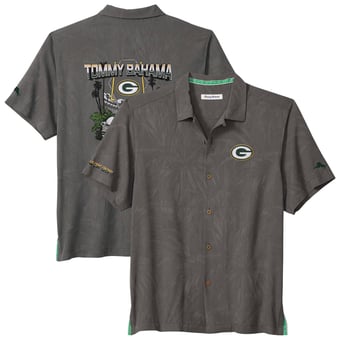 Men's Tommy Bahama  Gray Green Bay Packers Endzone Paradise IslandZone Button-Up Shirt