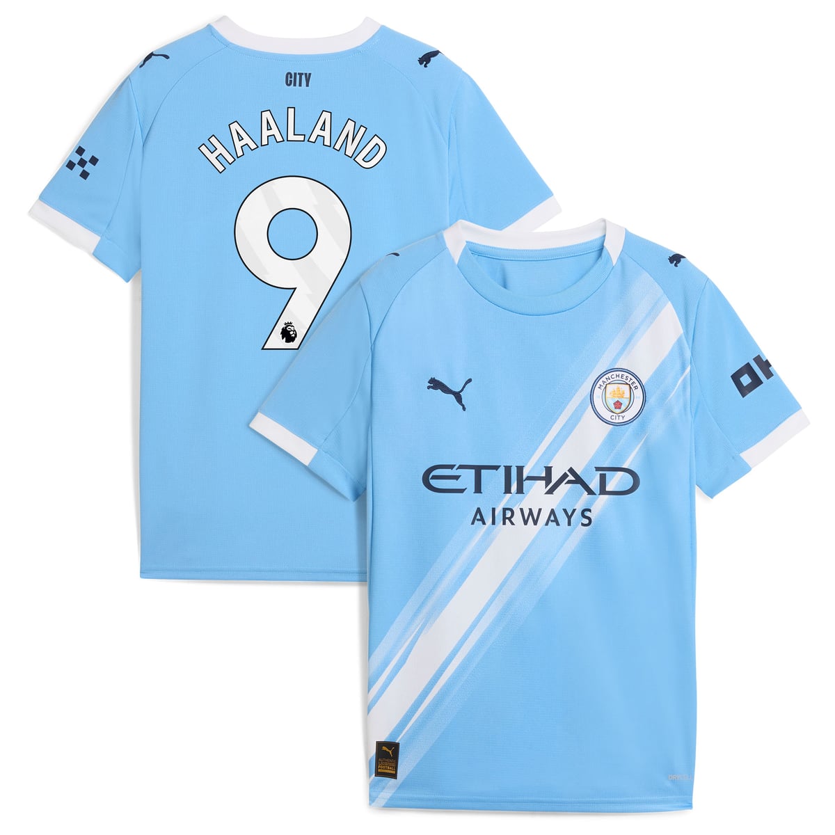 Maillot Manchester City PUMA Domicile 2025-26 - Enfant avec flocage Haaland 9