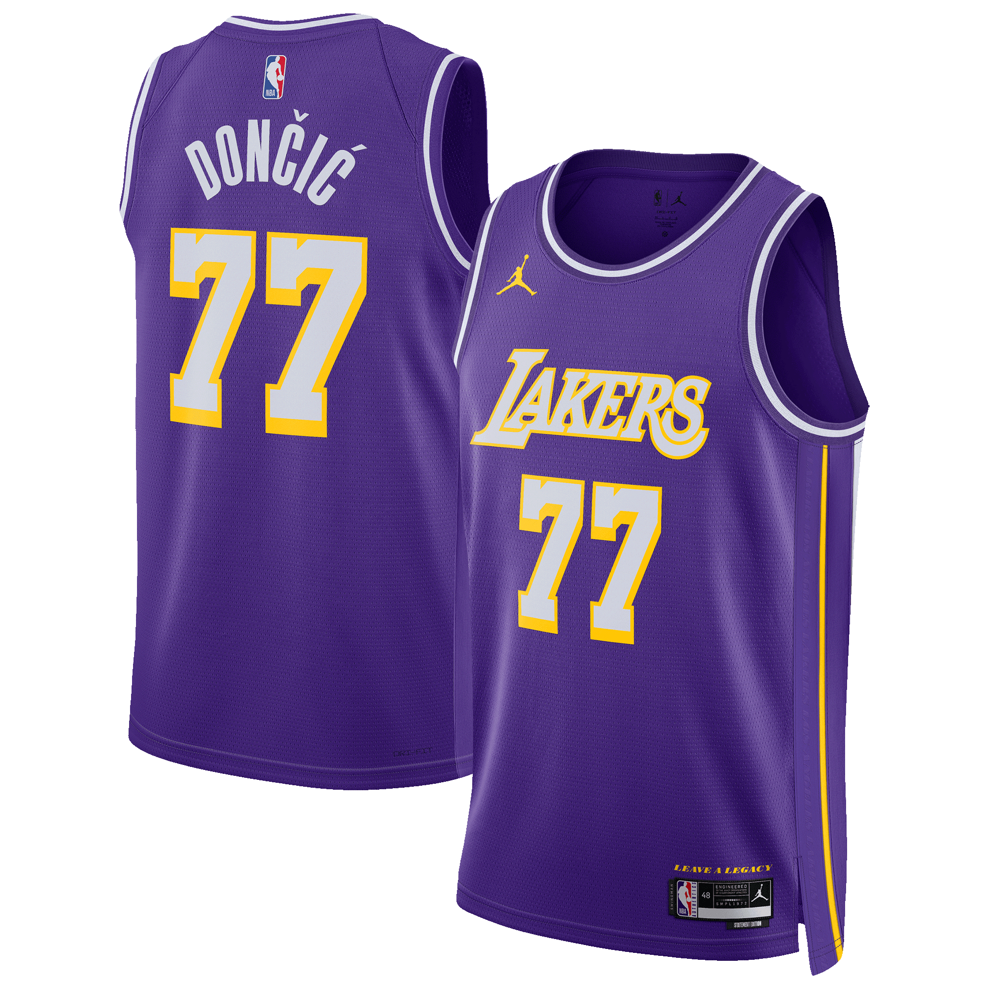 Los Angeles Lakers Jordan Brand Statement Edition Swingman-Trikot – Lila – Luka Doncic – Unisex