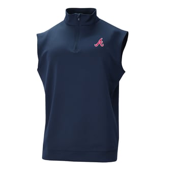 Men's Columbia  Navy Atlanta Braves Omni-Wick Wickhams Hills Quarter-Zip Vest