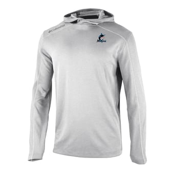 Men's Columbia  Gray Miami Marlins Omni-Wick Shotgun Pullover Hoodie