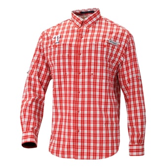Men's Columbia  Red Texas Rangers Super Tamiami Omni-Shade Long Sleeve Button-Down Shirt