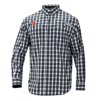 Men's Columbia  Navy St. Louis Cardinals Super Tamiami Omni-Shade Long Sleeve Button-Down Shirt