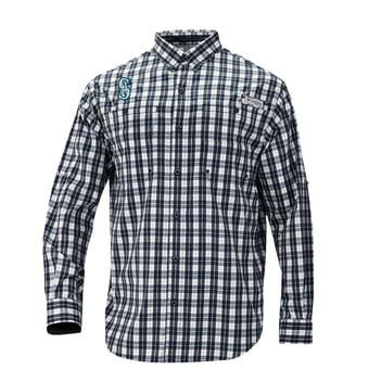 Men's Columbia  Navy Seattle Mariners Super Tamiami Omni-Shade Long Sleeve Button-Down Shirt