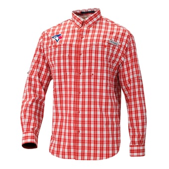Men's Columbia  Red Toronto Blue Jays Super Tamiami Omni-Shade Long Sleeve Button-Down Shirt