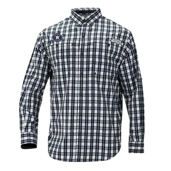 Men's Columbia  Navy Houston Astros Super Tamiami Omni-Shade Long Sleeve Button-Down Shirt