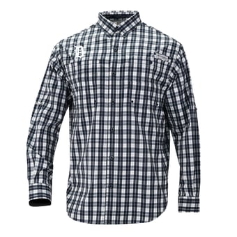 Men's Columbia  Navy Detroit Tigers Super Tamiami Omni-Shade Long Sleeve Button-Down Shirt