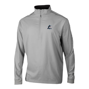 Men's Columbia Gray Miami Marlins Omni-Wick Bogey's Paradise Quarter-Zip Pullover
