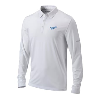 Men's Columbia  White Kansas City Royals Omni-Wick Pin High Long Sleeve Polo