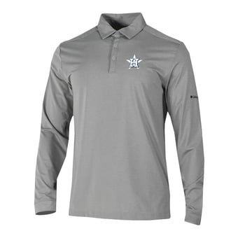 Men's Columbia  Gray Houston Astros Omni-Wick Pin High Long Sleeve Polo