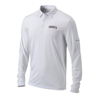 Men's Columbia  White San Diego Padres Omni-Wick Pin High Long Sleeve Polo