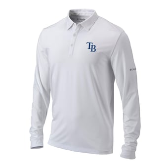 Men's Columbia  White Tampa Bay Rays Omni-Wick Pin High Long Sleeve Polo