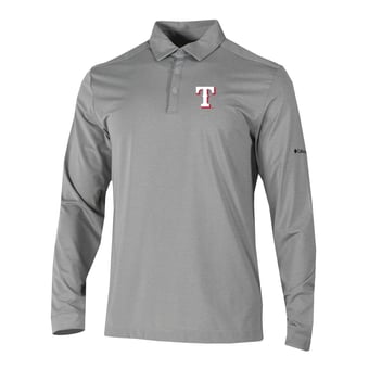 Men's Columbia  Gray Texas Rangers Omni-Wick Pin High Long Sleeve Polo