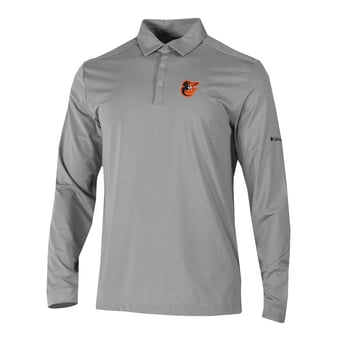 Men's Columbia  Gray Baltimore Orioles Omni-Wick Pin High Long Sleeve Polo