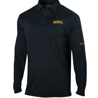 Men's Columbia  Black San Diego Padres Omni-Wick Pin High Long Sleeve Polo