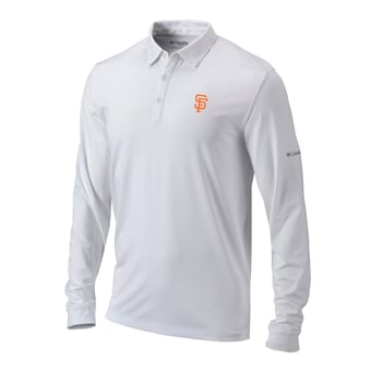 Men's Columbia  White San Francisco Giants Omni-Wick Pin High Long Sleeve Polo