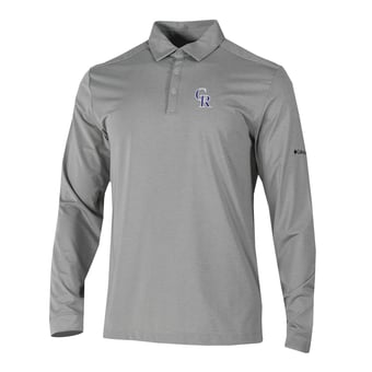 Men's Columbia  Gray Colorado Rockies Omni-Wick Pin High Long Sleeve Polo
