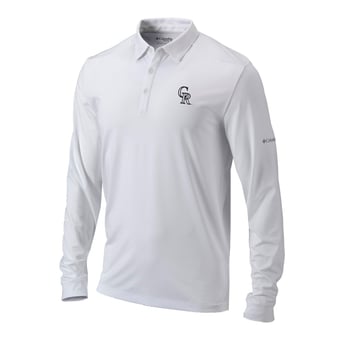 Men's Columbia  White Colorado Rockies Omni-Wick Pin High Long Sleeve Polo