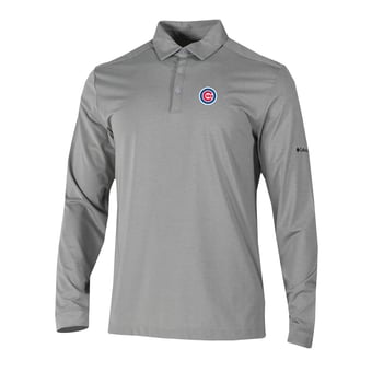 Men's Columbia  Gray Chicago Cubs Omni-Wick Pin High Long Sleeve Polo