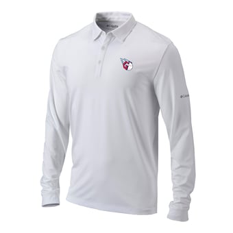 Men's Columbia  White Cleveland Guardians Omni-Wick Pin High Long Sleeve Polo