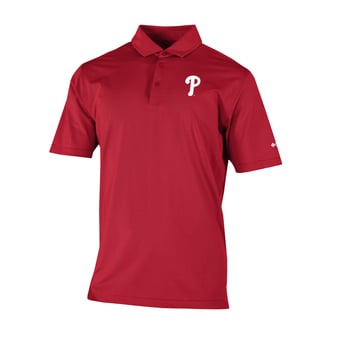 Men's Columbia  Red Philadelphia Phillies Omni-Wick Double Hit Polo