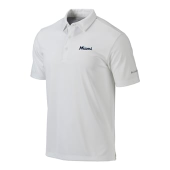 Men's Columbia  White Miami Marlins Omni-Wick Drive Polo