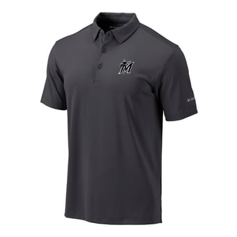 Men's Columbia  Gray Miami Marlins Omni-Wick Drive Polo