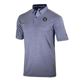 Men's Columbia  Navy Milwaukee Brewers Omni-Wick Golden Hills Polo